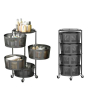 iShopping - Easy Shop 4 & 5 Layer Black Round Food Storage Basket