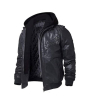iShopping - Toor Traders Biker Leather Jacket With Removable Hood For Men-Black-Medium