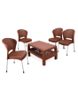 iShopping - Boss Outdoor Dinning 4 Chairs & Table Brown