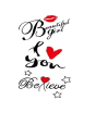 iShopping - G-Mart I Love Beautiful Girl Temporary Tattoo Sticker