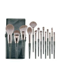 iShopping - Muicin Green Leather Pouch Professional Makeup Brush Set – 14Pc