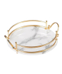 iShopping - Easy Shop Fringe Frame Round Glass Serving Tray With Golden Metal Handle