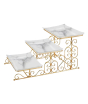 iShopping - Easy Shop Three Floor Glass Serving Dish Set with Golden Stand