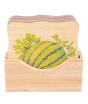 iShopping - Easy Shop Wooden Tea Coaster With Stand Pack Of 6 (0677)