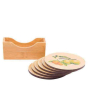 iShopping - Easy Shop Wooden Tea Coaster With Stand Pack Of 6 (0678)