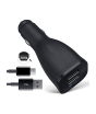 iShopping - Gear Link Dual Port USB Car Charger with Type-C Cable Black