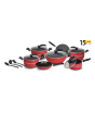 iShopping - Klassic Glass Lid Non Stick Crescent Series Cookware Set - 15 Pieces