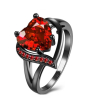 iShopping - Luxurify Lovely Heart Hollow Band Zircon Ring For Women Red
