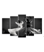 iShopping - Maguari Sufi Synthetic Canvas Small Wall Frame 5 Pcs Black & White (0730)