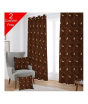 iShopping - Maguari Taffeta Embriodery Curtain With Cushion Cover 2 Pcs Brown Leafs