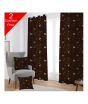 iShopping - Maguari Taffeta Embriodery Curtain With Cushion Cover 2 Pcs Dark Brown