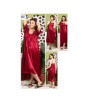 iShopping - MBN Textile Ladies Silk Nighty Maroon - 2 Pcs