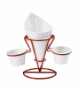 iShopping - Premier Home Red Metal French Fry Cone with 2 Dip Dishes (0722625)
