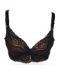 iShopping - Purple Bag Fancy Lace Wireless Double Padded Pushup Bra Black (0022)