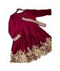 iShopping - ZamZam Embroided Silk Belt Frock (Ac-64)-Maroon