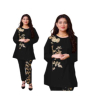 iShopping - ZamZam Embroidery Linen Suit For Women - 2PC-Black