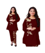 iShopping - ZamZam Embroidery Linen Suit For Women - 2PC-Mehroon