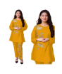 iShopping - ZamZam Embroidery Linen Suit For Women - 2PC-Yellow
