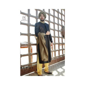 Elegance Republic Jamawar Sherwani River Black (1055)