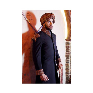 Elegance Republic Blended Sherwani Baltic Seas Black (1057)