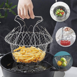 Promax Stainless Steel Foldable Cooking Basket Promax Stainless Steel Foldable Cooking Basket