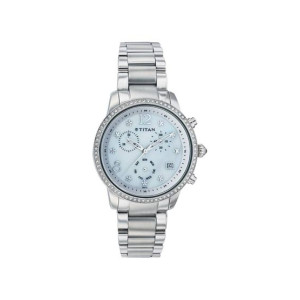 Titan Stainless Steel Case Women's Watch - Silver (9854SM02) Titan Stainless Steel Case Women's Watch - Silver (9854SM02)