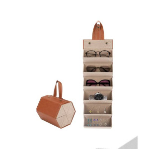 Muzamil Store 6 Slot Foldable Leather Eyeglasses Storage Case Muzamil Store 6 Slot Foldable Leather Eyeglasses Storage Case