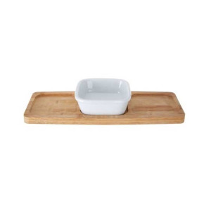 Premier Home Snack Bowl With Bamboo Tray - White (722277) Premier Home Snack Bowl With Bamboo Tray - White (722277)