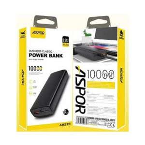 Aspor 10000mah Power Bank Black (A362 PD) Aspor 10000mah Power Bank Black (A362 PD)