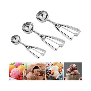 Easy Shop Stainless Steel Ice Cream Scoop in Three Easy Shop Stainless Steel Ice Cream Scoop in Three