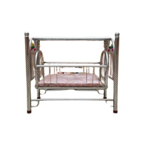 Easy Shop New Born Baby Silver Chrome Swing Cradle with Mattress Easy Shop New Born Baby Silver Chrome Swing Cradle with Mattress