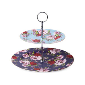 Easy Shop Floral Ceramic Cup Cake Stand - 2 Tiers Easy Shop Floral Ceramic Cup Cake Stand - 2 Tiers