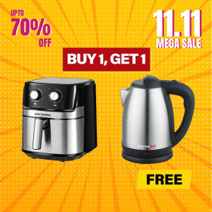 Electromax Air Fryer 6.5L (EMAF-1310) With Free Electric Kettle (EMKT-2700) Electromax Air Fryer 6.5L (EMAF-1310) With Free Electric Kettle (EMKT-2700)
