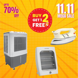 Electromax Air Cooler (EMAC-7000) With Free Dry Iron (EMDI-3550) and Quartz Heater (EMIH-1200) Electromax Air Cooler (EMAC-7000) With Free Dry Iron (EMDI-3550) and Quartz Heater (EMIH-1200)