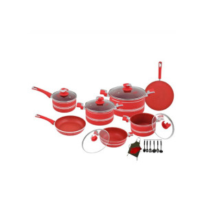 Domestic Non Stick Jumbo Cookware Gift Set Red - 21 Pieces