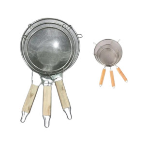 Easy Shop Stainless Steel Deep Fry Strainer With Wooden Handle - 3 Pieces Easy Shop Stainless Steel Deep Fry Strainer With Wooden Handle - 3 Pieces