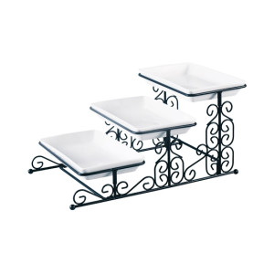 Easy Shop 3 Floor Fancy Tray Set With Stand Black Easy Shop 3 Floor Fancy Tray Set With Stand Black