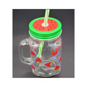 Easy Shop Glass Watermelon Straw Mug Easy Shop Glass Watermelon Straw Mug