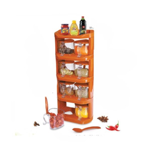 Easy Shop Masala Jar Set With Spoon And Stands Brown Easy Shop Masala Jar Set With Spoon And Stands Brown