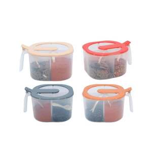 Easy Shop Modern 4 Portion Spice Jar With Spoons - Large Easy Shop Modern 4 Portion Spice Jar With Spoons - Large