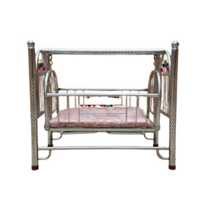 Easy Shop Swing Bed with Soft Mattress For Born Baby - Silver Chrome Easy Shop Swing Bed with Soft Mattress For Born Baby - Silver Chrome