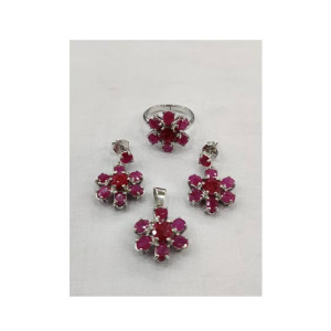 Gilgit Bazaar Ruby Stone Silver Set (18) Gilgit Bazaar Ruby Stone Silver Set (18)