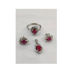 Gilgit Bazaar Ruby Stone Silver Set (21) Gilgit Bazaar Ruby Stone Silver Set (21)