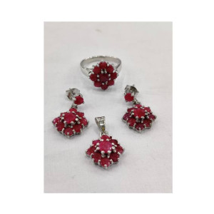 Gilgit Bazaar Ruby Stone Silver Set (22) Gilgit Bazaar Ruby Stone Silver Set (22)