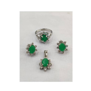 Gilgit Bazaar Emerald Stone Silver Set (24) Gilgit Bazaar Emerald Stone Silver Set (24)