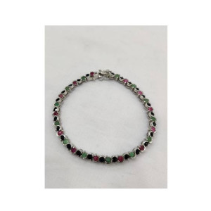 Gilgit Bazaar Multi Stone Silver Bracelet (16) Gilgit Bazaar Multi Stone Silver Bracelet (16)