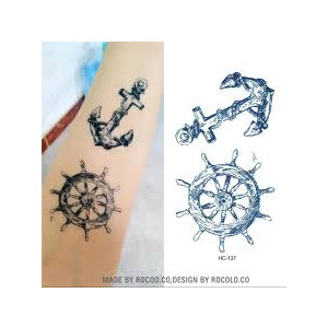 Muzamil Store Anchor Rudder Body Art Temporary Tattoo Sticker Muzamil Store Anchor Rudder Body Art Temporary Tattoo Sticker