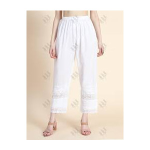 SS Mart Chicken Embroidered Pure Cotton Ladies Pajama Flappers - White SS Mart Chicken Embroidered Pure Cotton Ladies Pajama Flappers - White