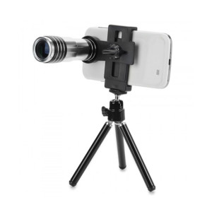 Atan Shop 12X Zoom Lens With Tripod For Mobile Black Atan Shop 12X Zoom Lens With Tripod For Mobile Black