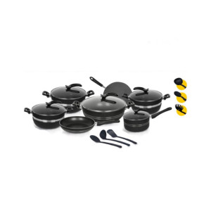 Klassic Glass Lid Non Stick Grace Crescent Series Cookware Set - 18 Pieces Klassic Glass Lid Non Stick Grace Crescent Series Cookware Set - 18 Pieces